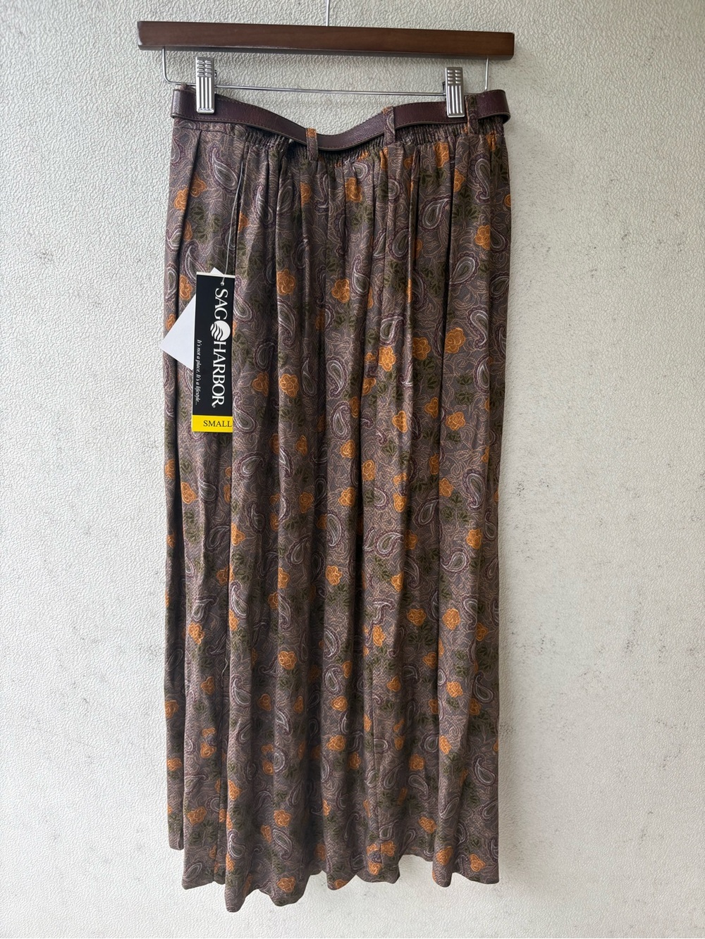 NWT Sag Harbor Fall Festival Paisley Belted Midi Skirt S - Picture 6 of 8